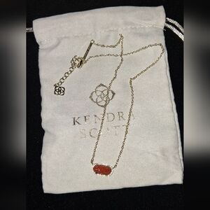 Kendra Scott Gold Necklace with Red Druzy Pendant